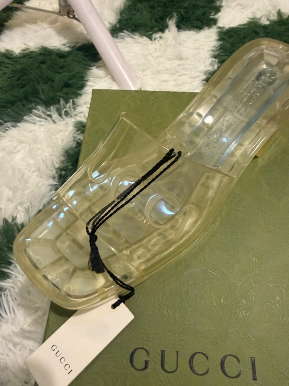 Gucci Translucent Jelly Slide Mule in Pale Yellow - Picture 2 of 3